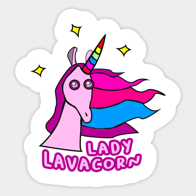 Lady Lavacorn - Unicorn Tshirt Mug Tote Phone Case and more using this print! Sticker by jeffrick